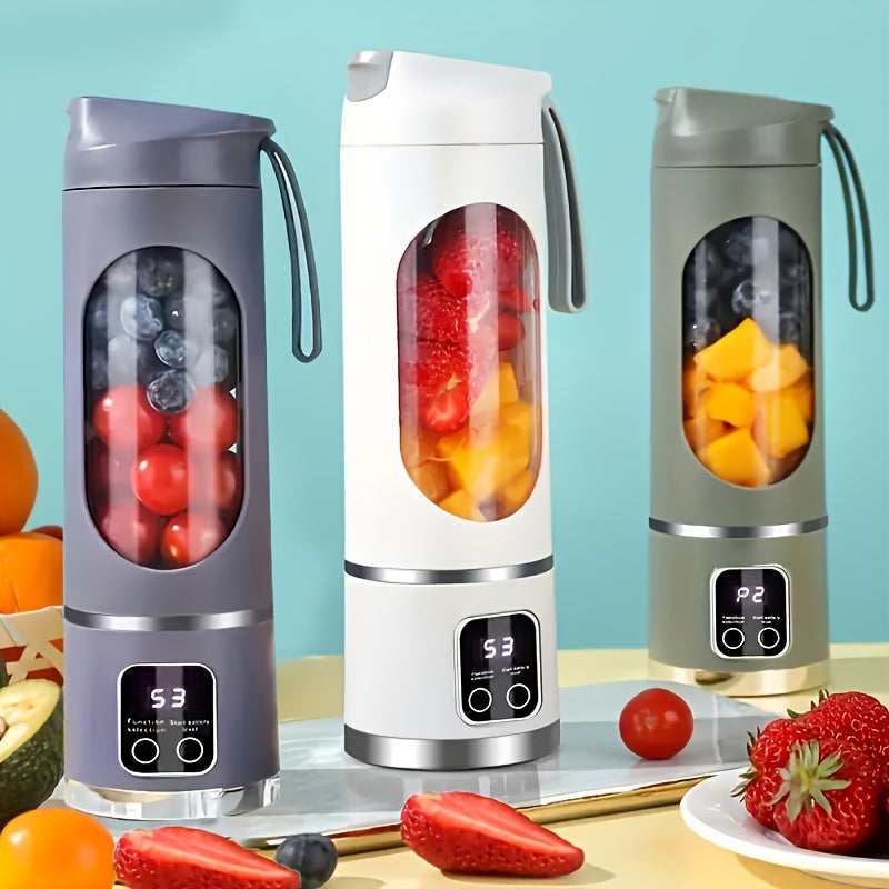 Portable USB-Rechargeable Blender & Juicer | Digital Display, Easy Clean | Ideal for Fruit & Vegetable Drinks, Shakes, Smoothies | Travel-Friendly 15oz Capacity