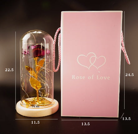 Galaxy Enchanted Rose in Glass Dome with LED Lights | Forever Flower Gift