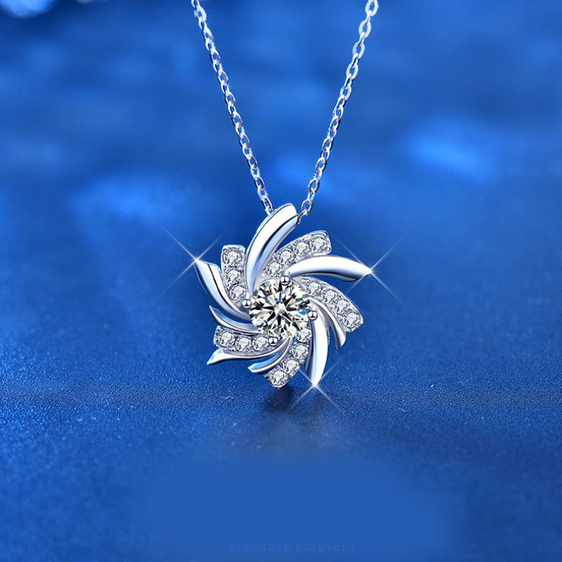 Top Quality Moissanite D Color VVS S925 Sterling Silver Windmill Necklace