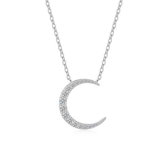 Luxury Silver Necklace Featuring Top-quality Moissanite, Made Of S925 Silver Electroplated With Platinum.