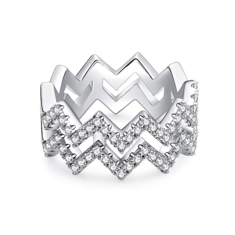 【Diamond Shine】- Moissanite Ring – S925 Sterling Silver, Platinum-Plated Luxury Band