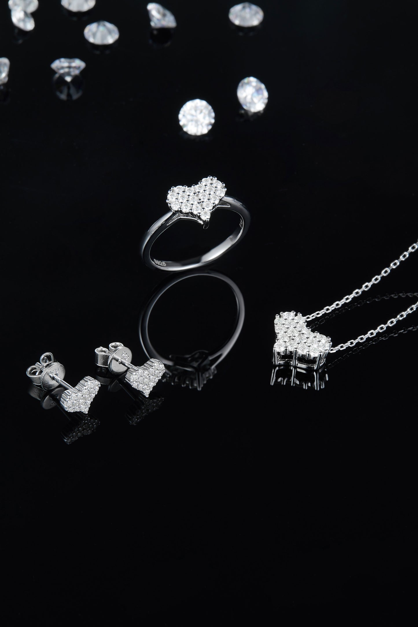 Luxury Silver Necklace Set With Top-quality Moissanite,  S925 Silver Electroplated With Platinum