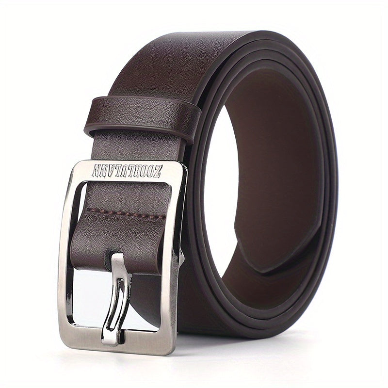 Men’s Leather Belt with Stainless Steel Buckle – Classic Casual & Business Style