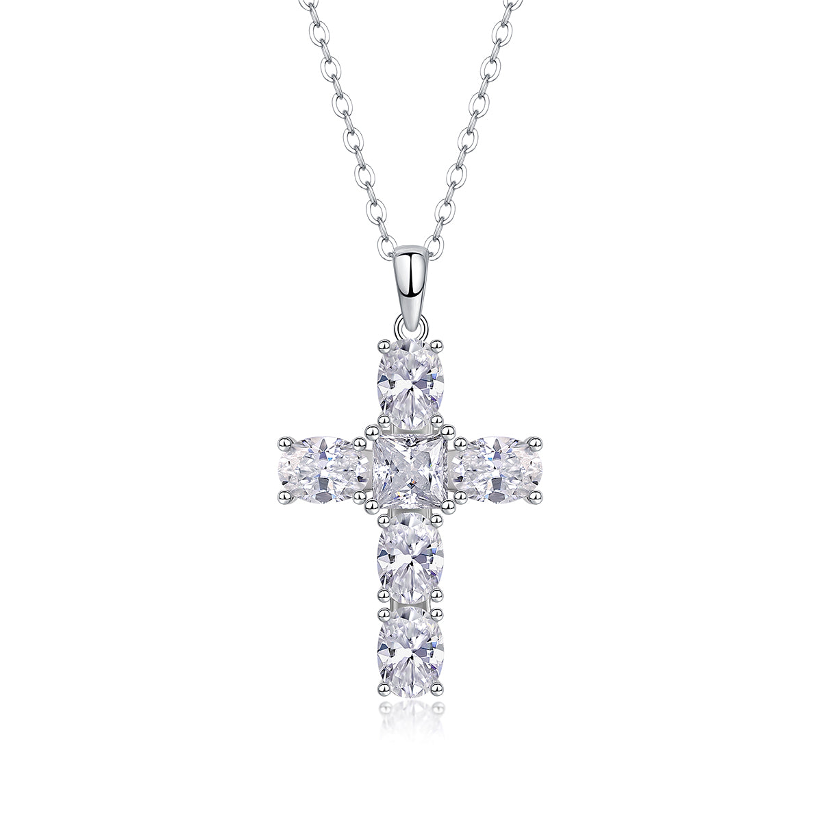 Soul Guidance - Luxury Top-quality Moissanite Cross Necklace – S925 Silver & Platinum Plated