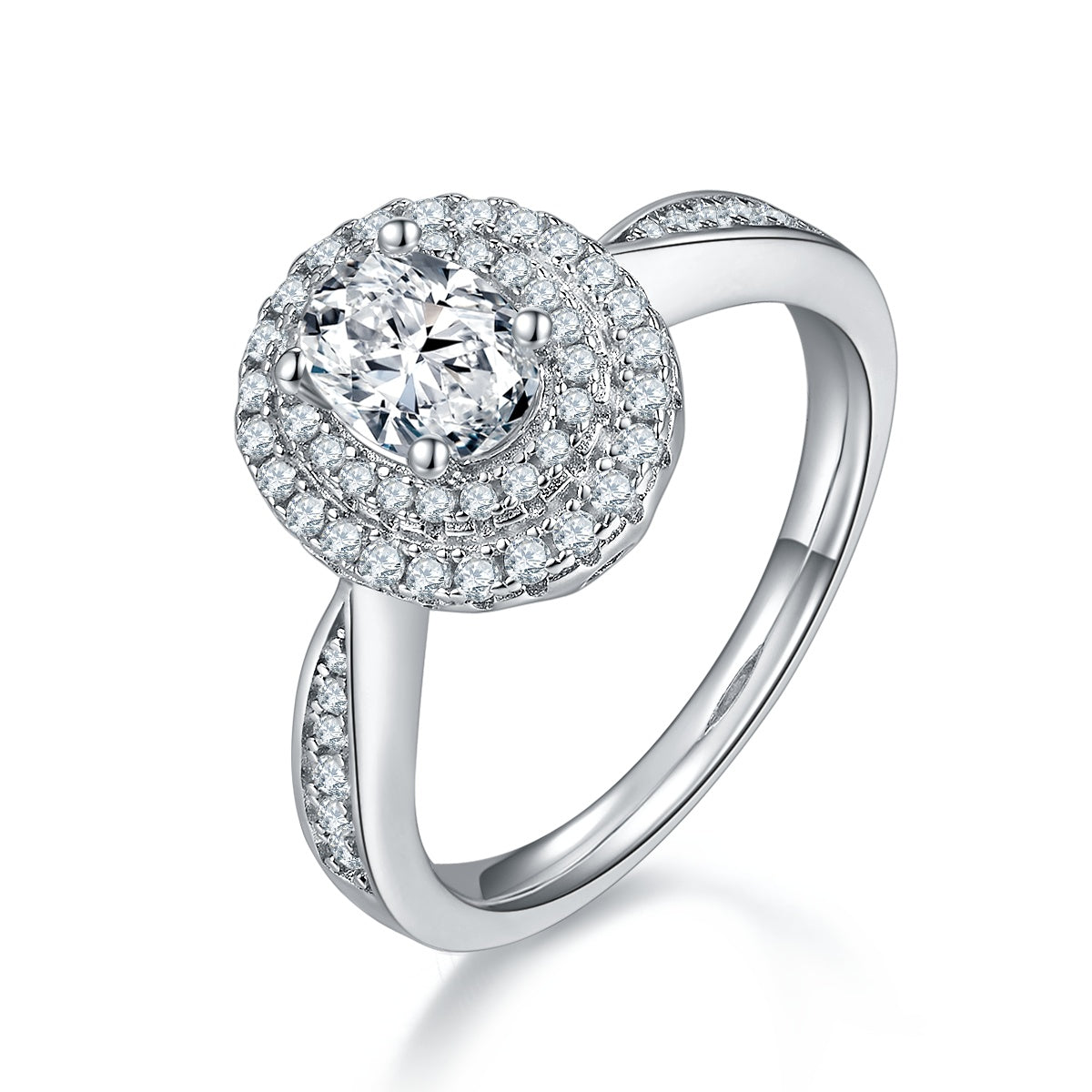 Egg-shaped Moissanite Set With Top-quality Moissanite D Color VVS , Luxury Silver Ring S925 Silver Plated With Platinum