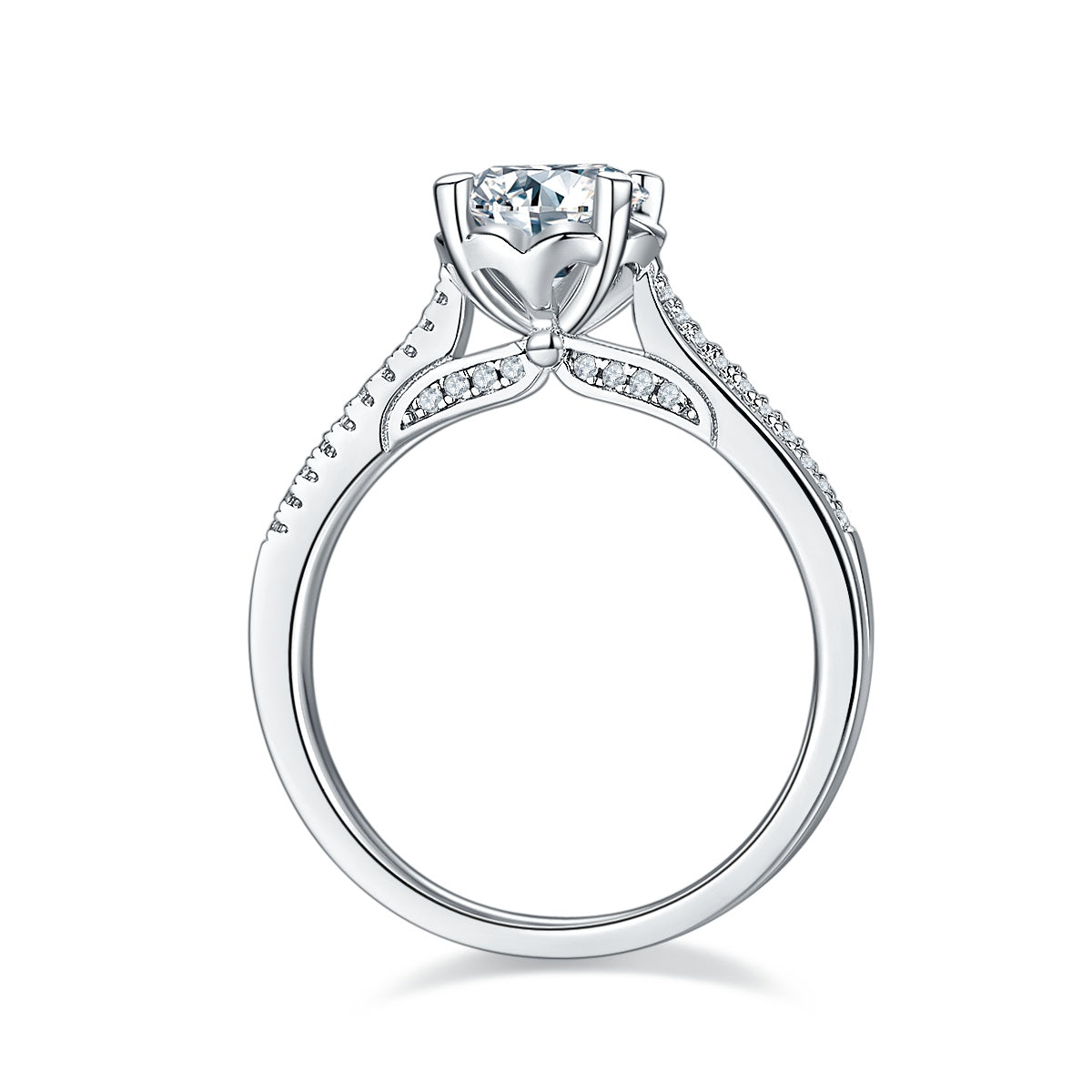 1-carat Luxury Silver Ring Set With Top-quality Moissanite D Color VVS, S925 Silver Plated Platinum