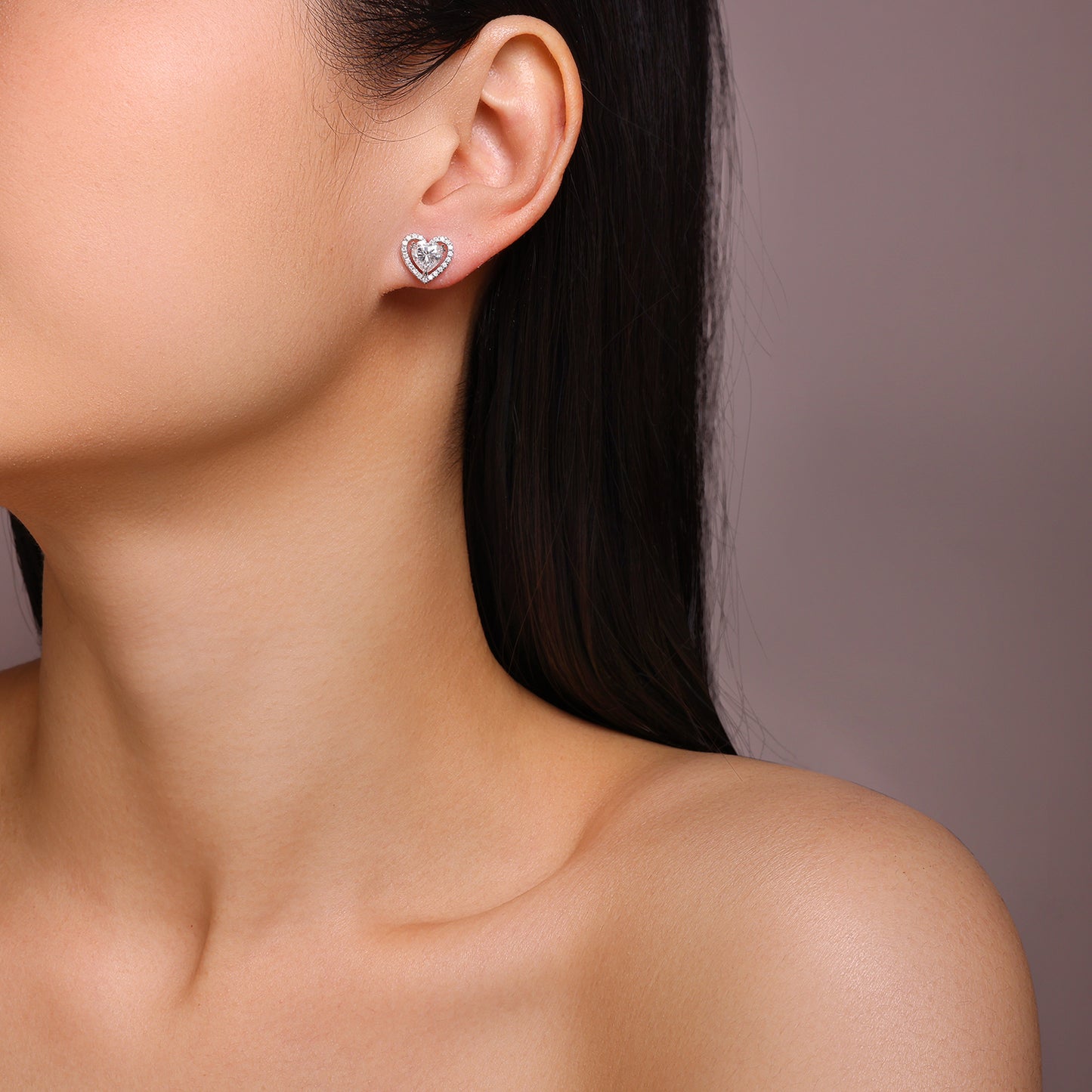 Luxury Silver Stud Earrings Set With Top-quality Moissanite, S925 Silver Plated Platinum