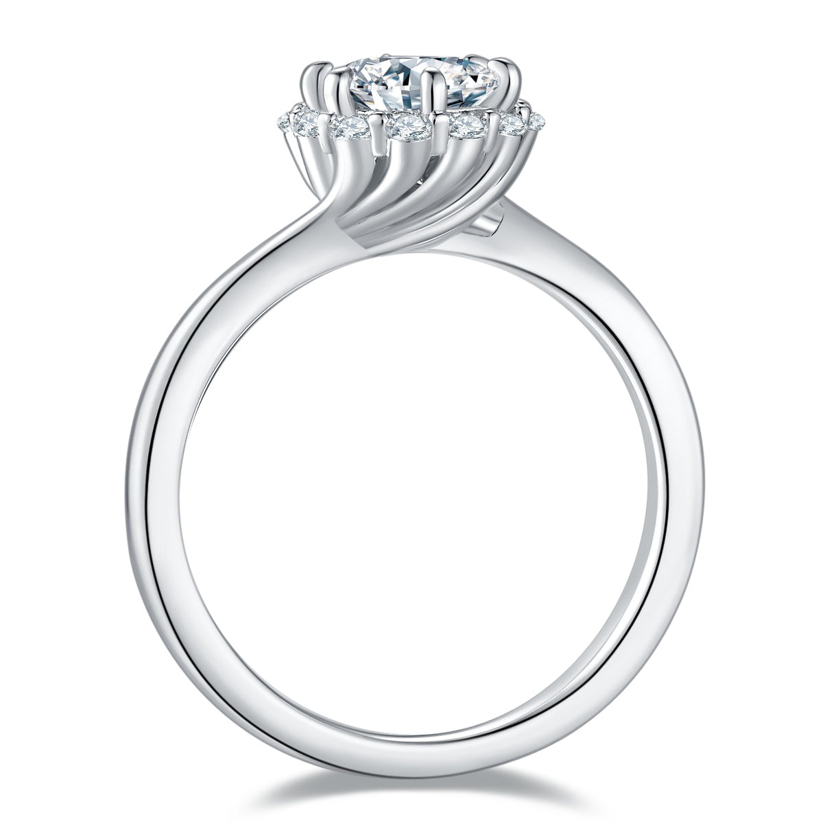 1-carat Luxury Silver Ring Set With Top-quality Moissanite D Color VVS, S925 Silver Plated Platinum