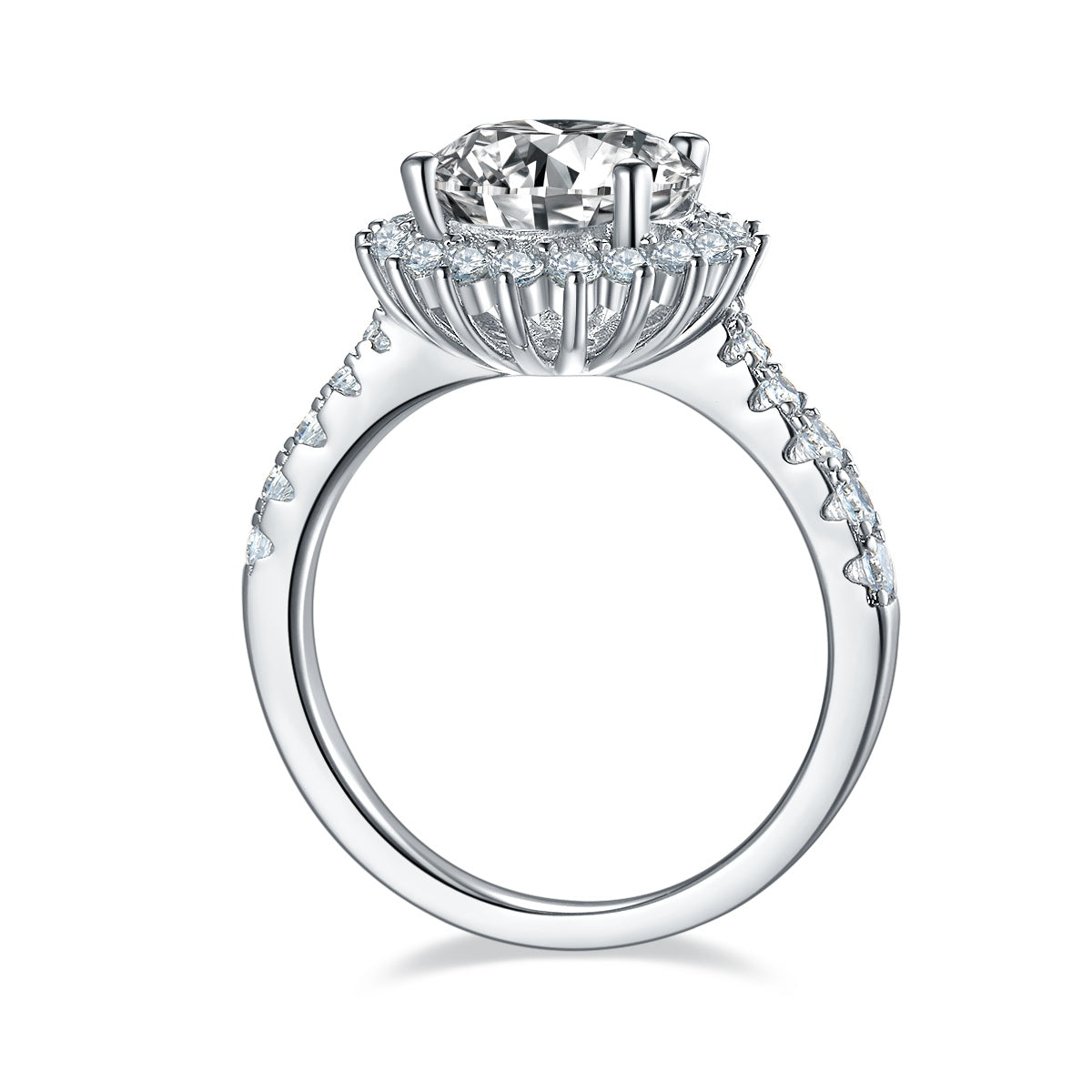 3-carat Luxury Silver Ring Set With Top-quality Moissanite D Color VVS , S925 Silver Plated With Platinum