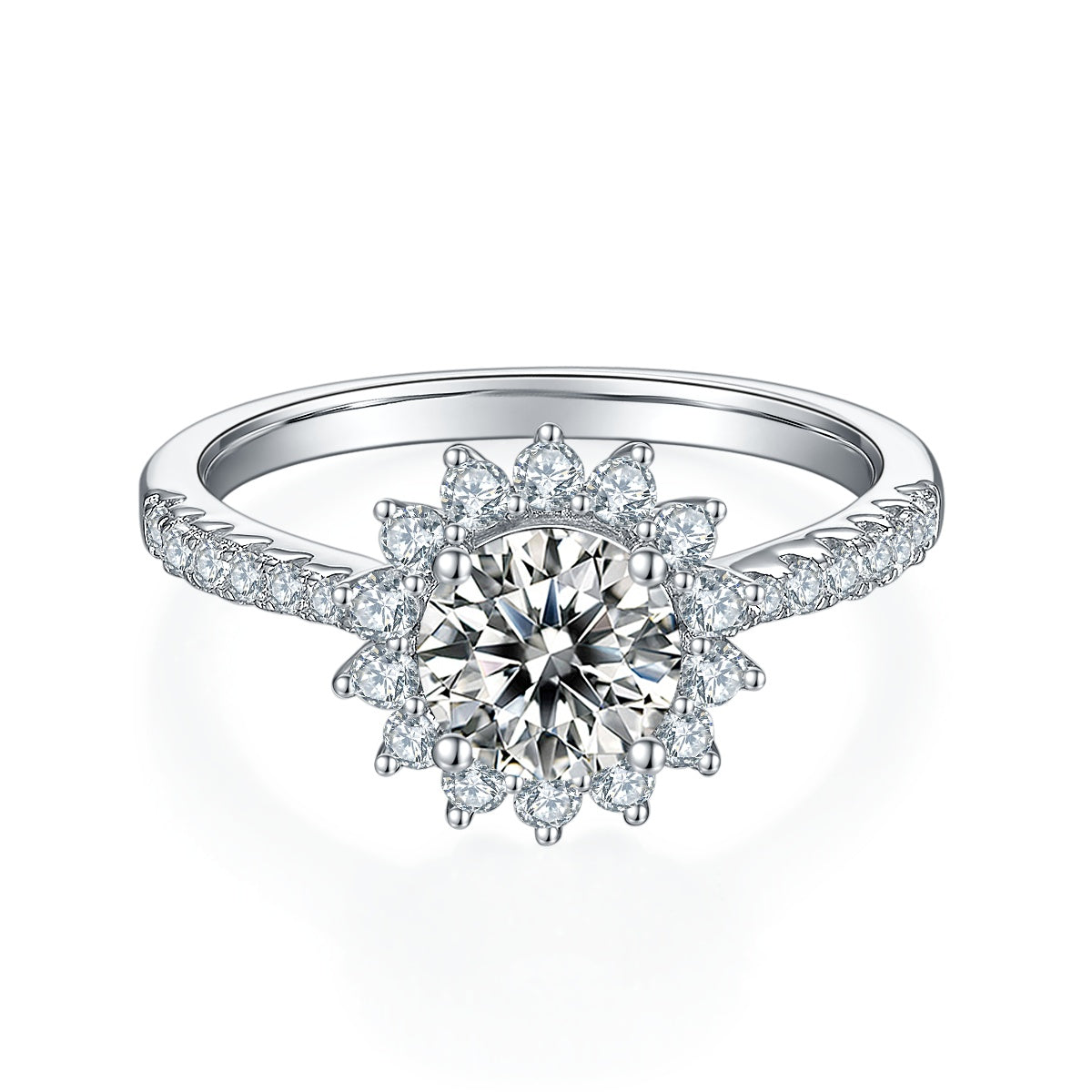 1-carat Luxury Silver Ring Set With Top-quality Moissanite D Color VVS, S925 Silver Plated Platinum