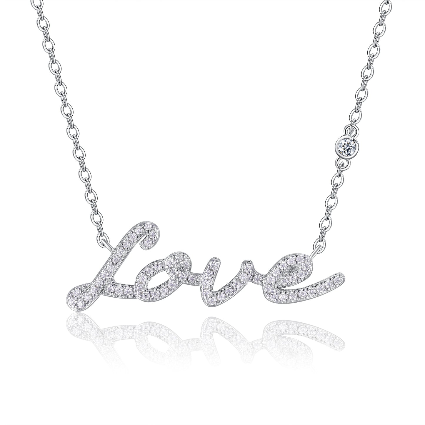 Luxury “Love” Moissanite Necklace – S925 Sterling Silver Platinum-Plated, D Color VVS Moissanite Diamond Pendant