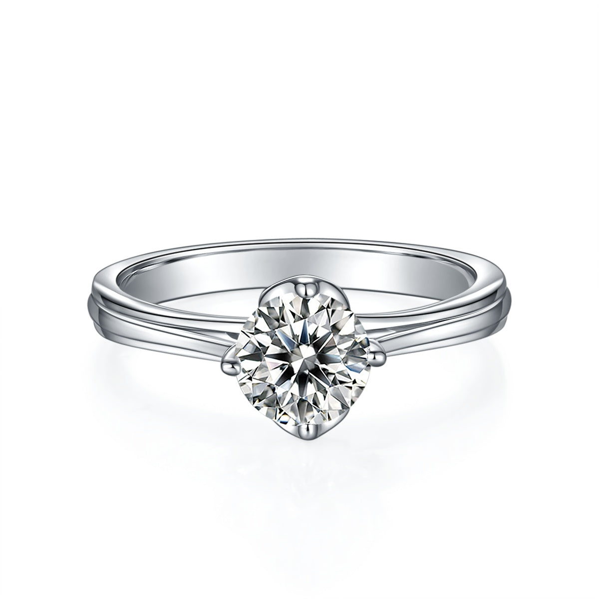 1-carat Luxury Silver Ring Set With Top-quality Moissanite D Color VVS, S925 Silver Plated Platinum