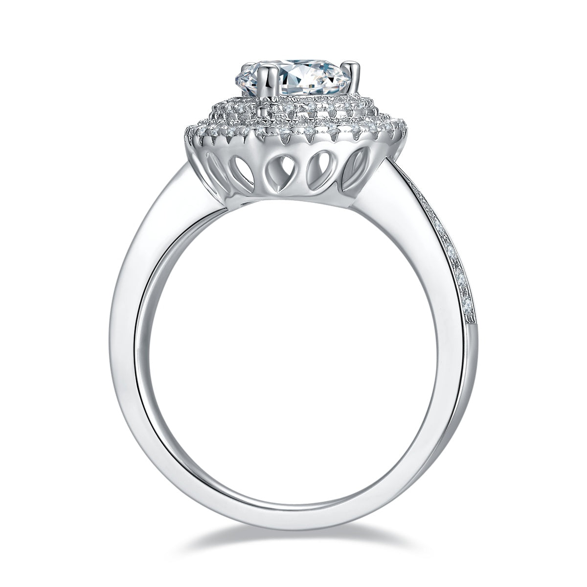 Luxury Silver Ring Heart-shaped Moissanite Set With Top-quality Moissanite , S925 Silver-plated Platinum