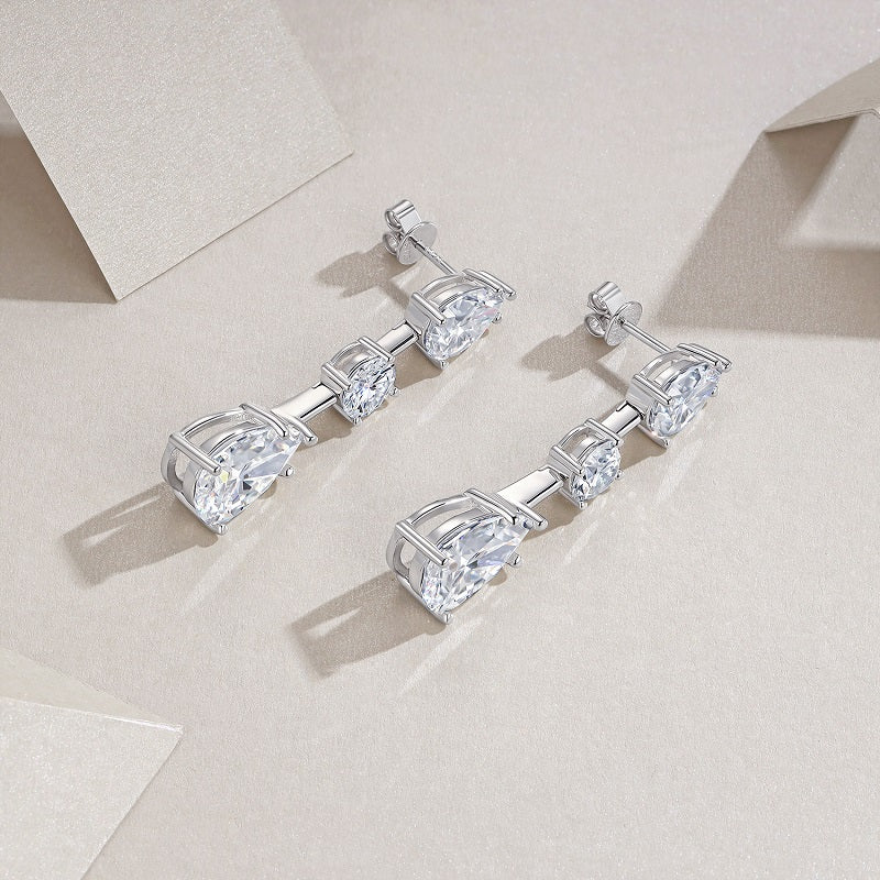 Top-quality Moissanite Luxury And Fashionable Light Luxury Jewelry Silver Stud Earrings S925 Silver Plated Platinum