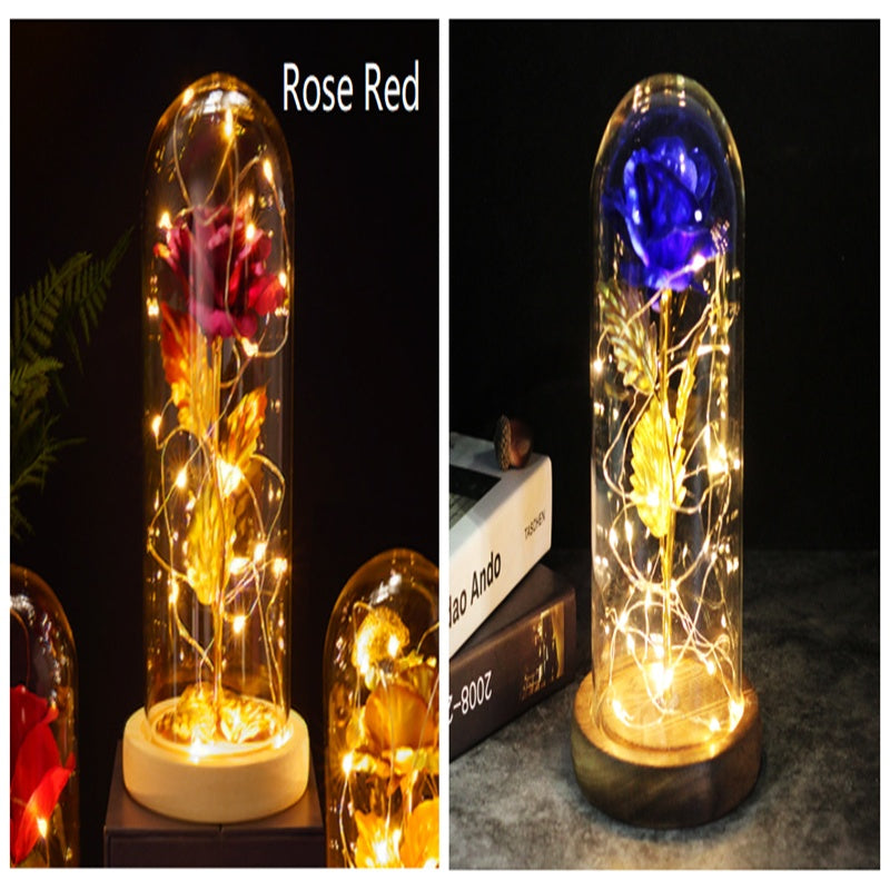 Galaxy Enchanted Rose in Glass Dome with LED Lights | Forever Flower Gift