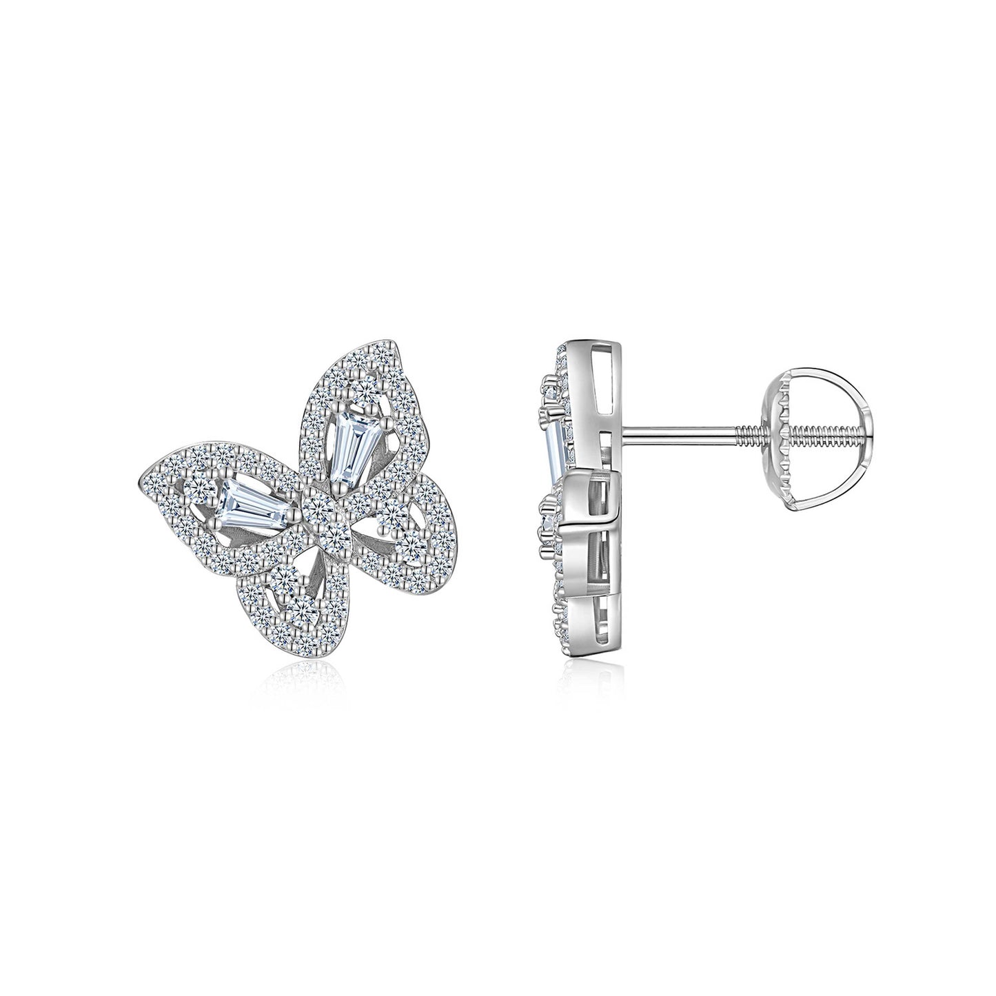 Luxury SIlver Earrings Set Featuring Top-quality Moissanite Stones, Made Of S925 Silver Electroplated With Platinum.
