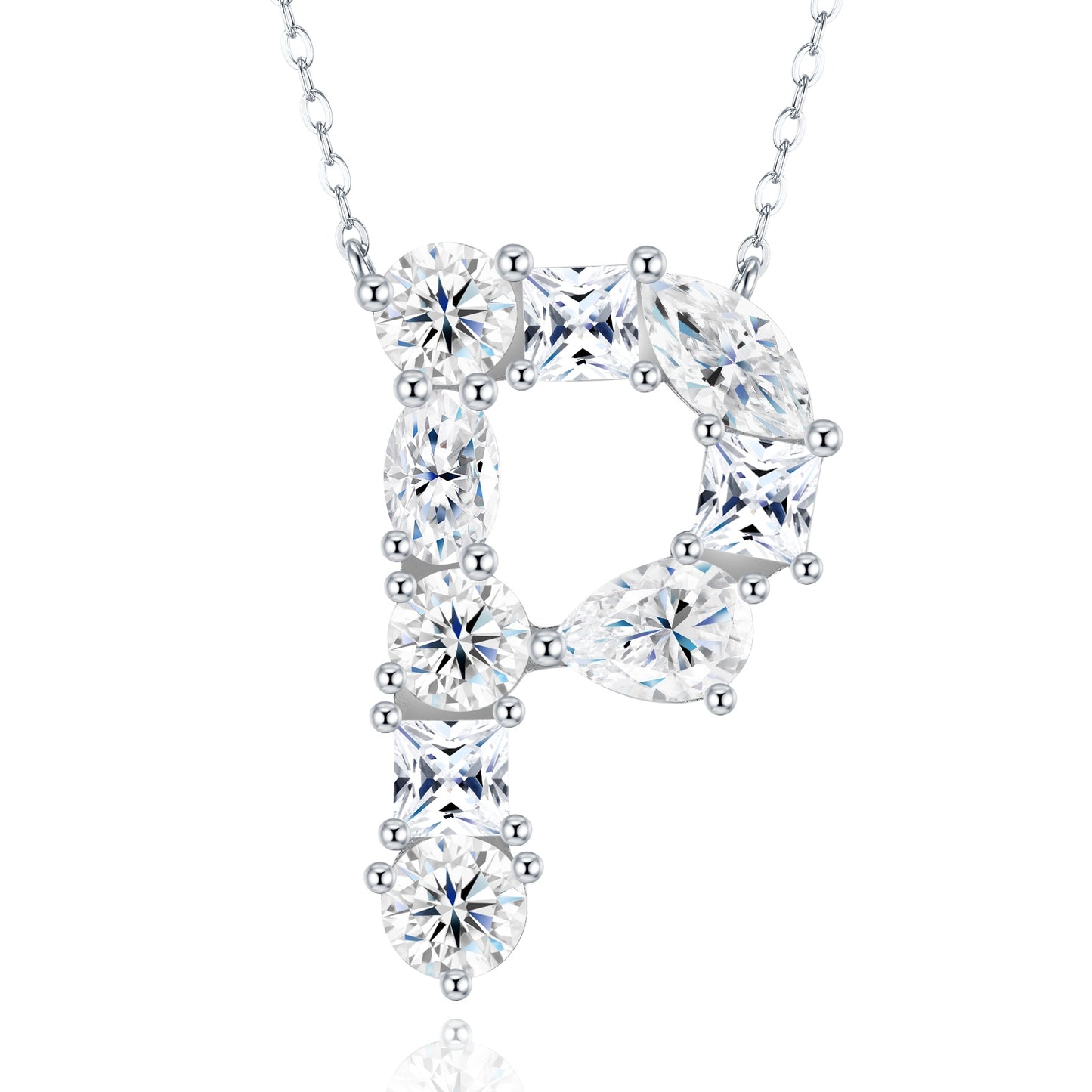 26-letter - P - Luxury Silver Pendant Featuring Top-quality Moissanite D Color VVS . Made Of S925 Silver Electroplated With Platinum.