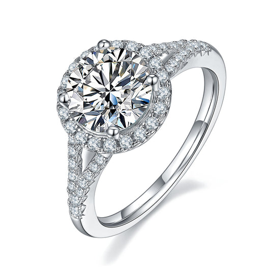 2-carat Luxury Silver Ring Set With Top-quality Moissanite D Color VVS, S925 Silver Plated With Platinum