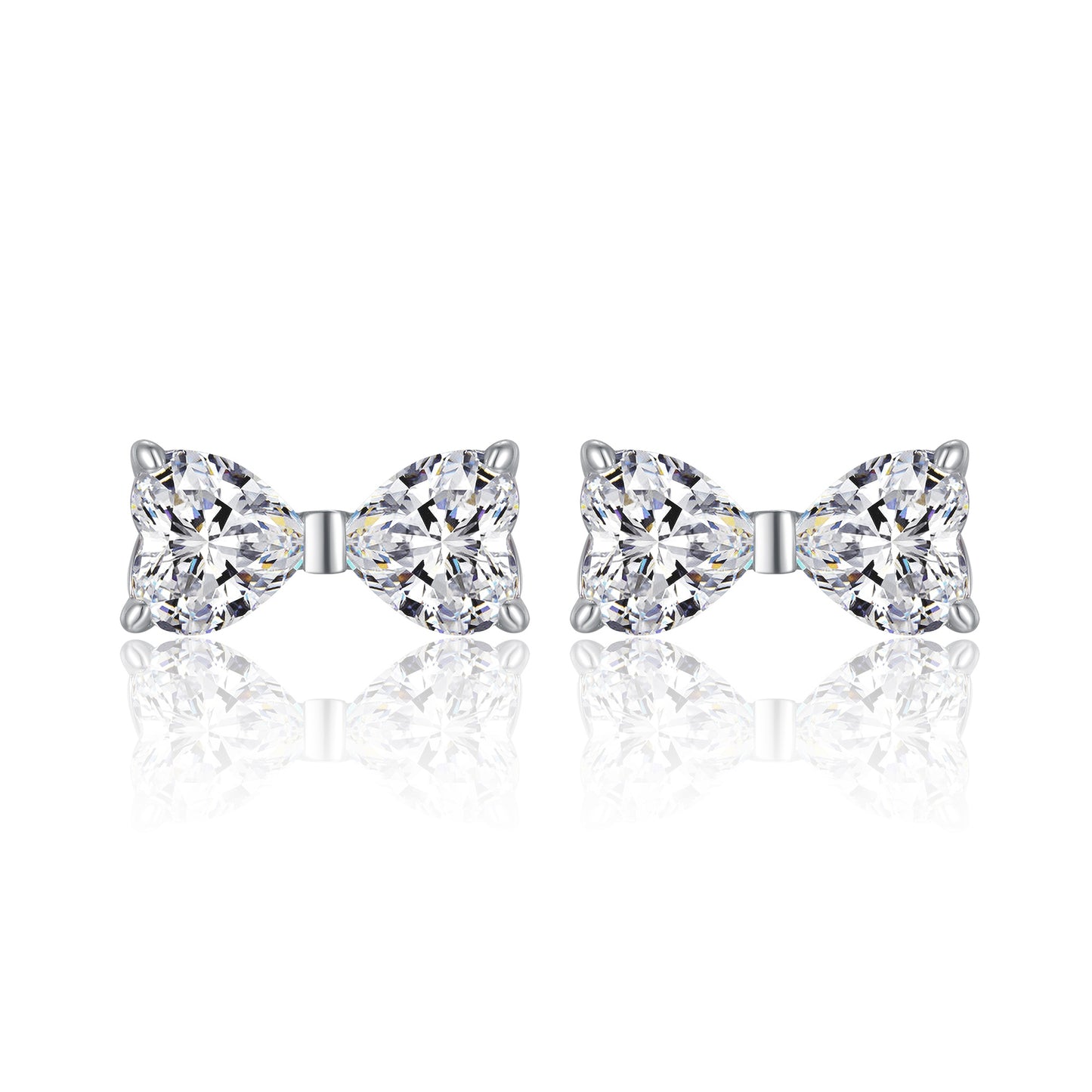 Luxury Silver Stud Earrings Heart-shaped Moissanite Set With Top-quality Moissanite D Color VVS,S925 Silver-plated Platinum