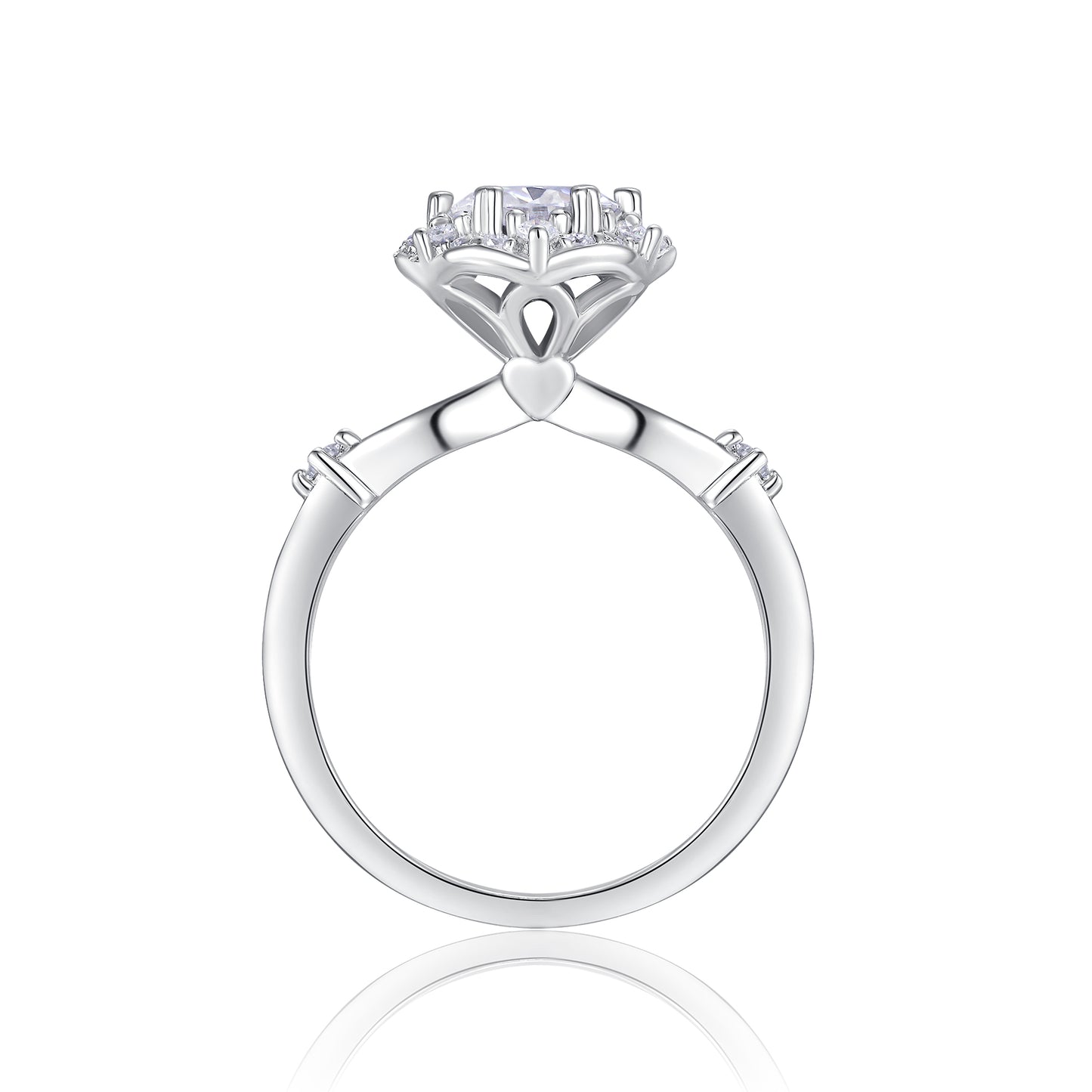 "Starlight Halo" 1 CT D VVS Moissanite Platinum-Plated S925 Silver Ring