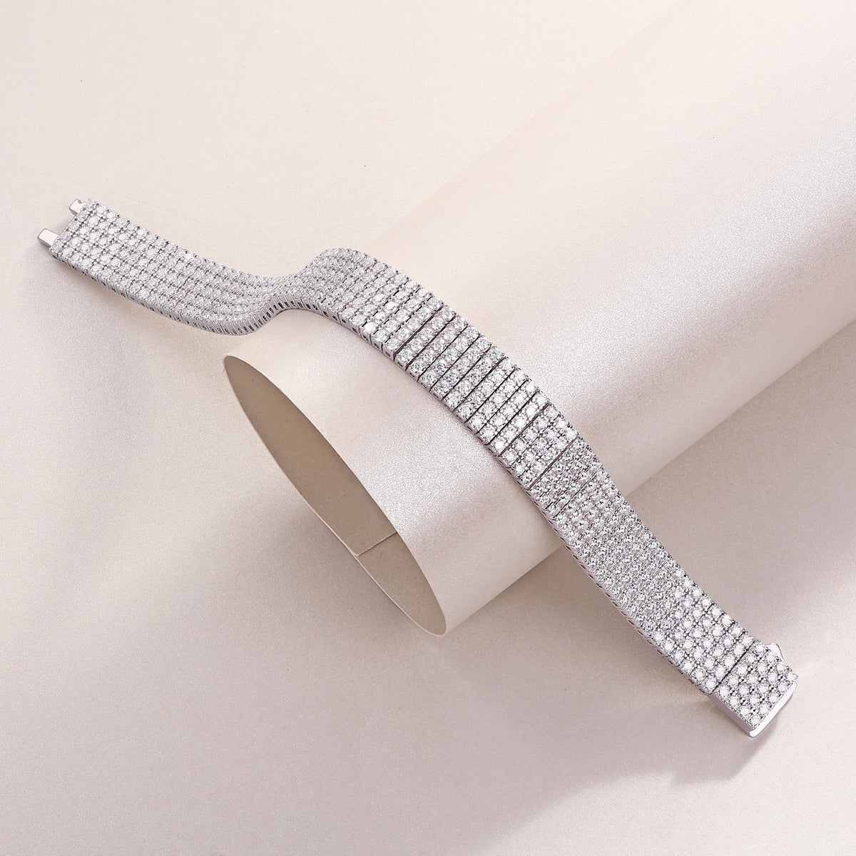 Shining And Simple - Luxury Silver Bracelet Set With Top-quality Moissanite, S925 Silver-plated Platinum