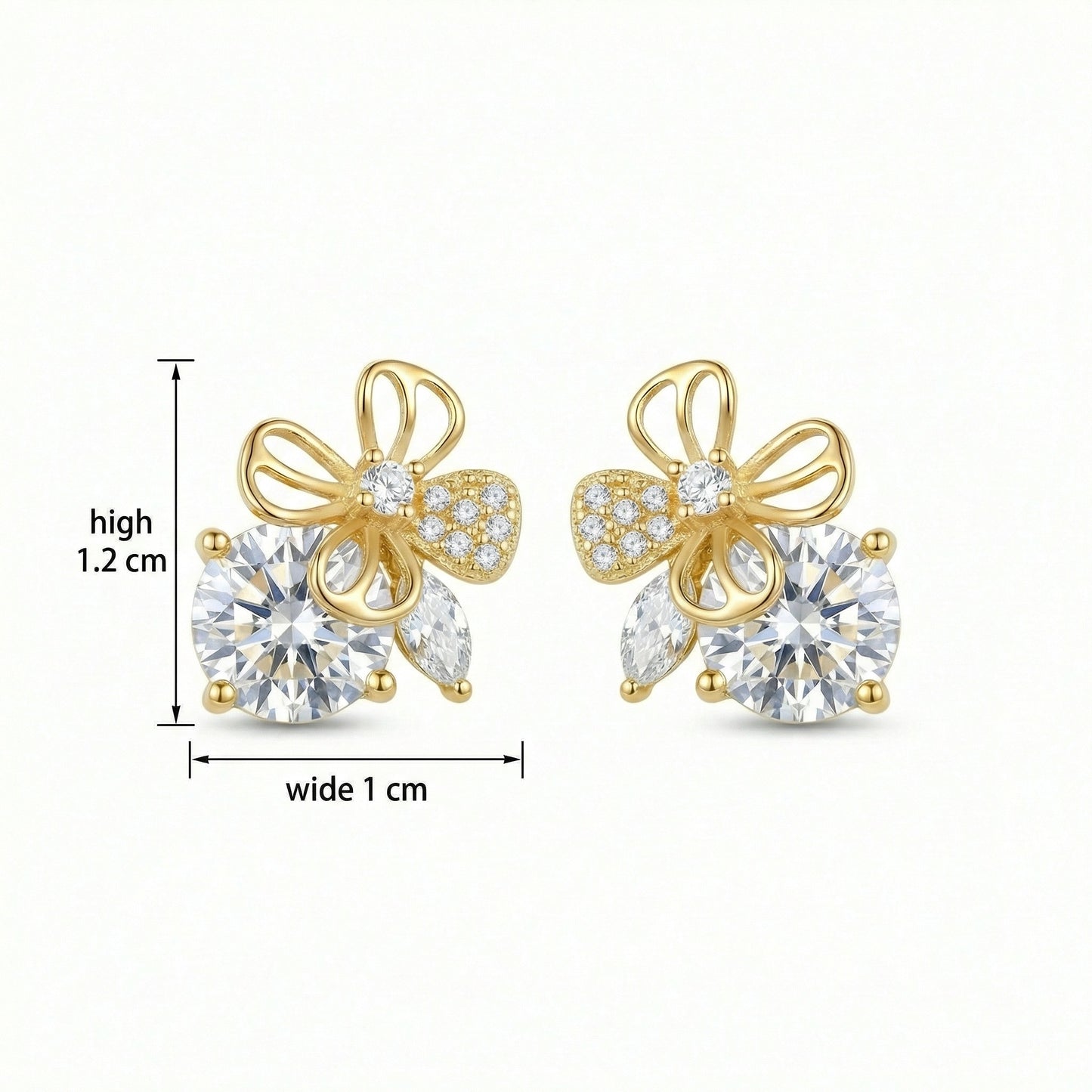 925 Sterling Silver Sparkling Butterfly and Floral Stud Earrings with Brilliant Round and Marquise Stones