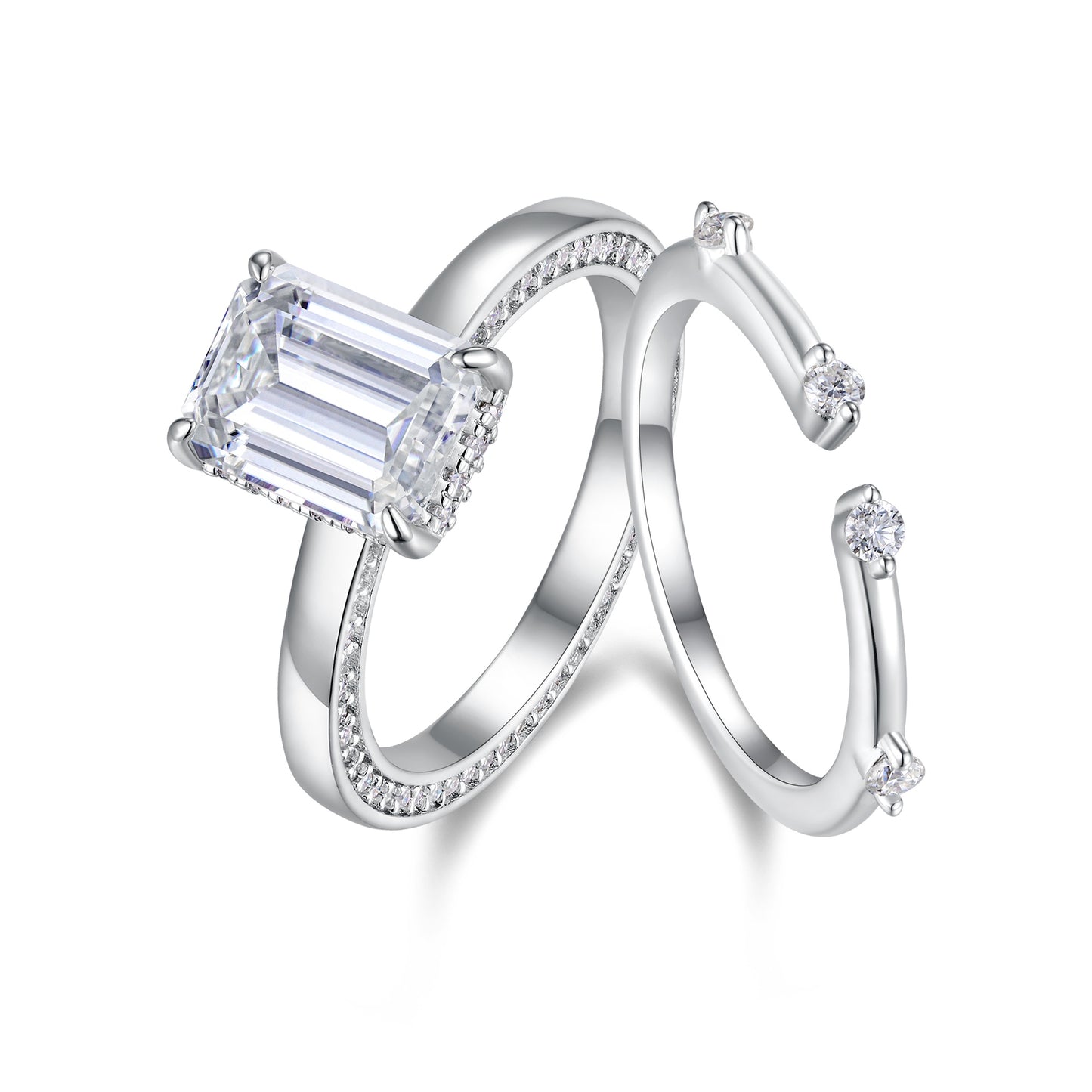 Star Eye Ring - Luxury Silver Ring Set With Top-quality Octagonal Moissanite , S925 Silver And Platinum-plated Diamond Ring