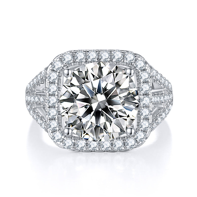 5-carat Luxury Silver Ring Set With Top-quality Moissanite D Color VVS, S925 Silver Plated With Platinum