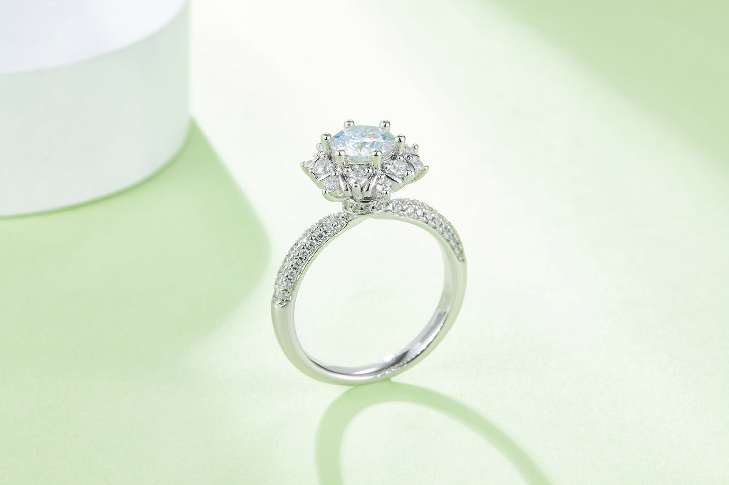 1-carat Luxury Silver Ring Set With Top-quality Moissanite D Color VVS, S925 Silver Plated Platinum
