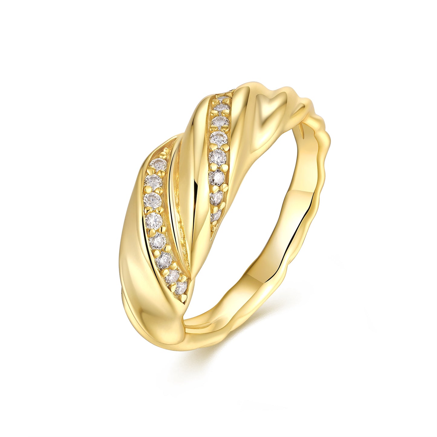 "Croissant" Twist Moissanite Ring in S925 Sterling Silver | 18K Gold Plated