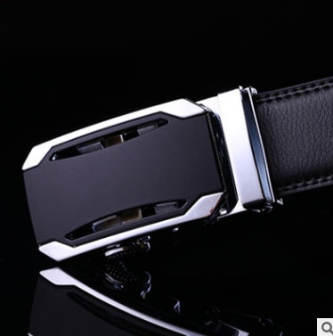 Men's Genuine "Two-Layer Cowhide" Leather Ratchet Belt – Automatic Slide Buckle for Exact Fit, Business & Casual