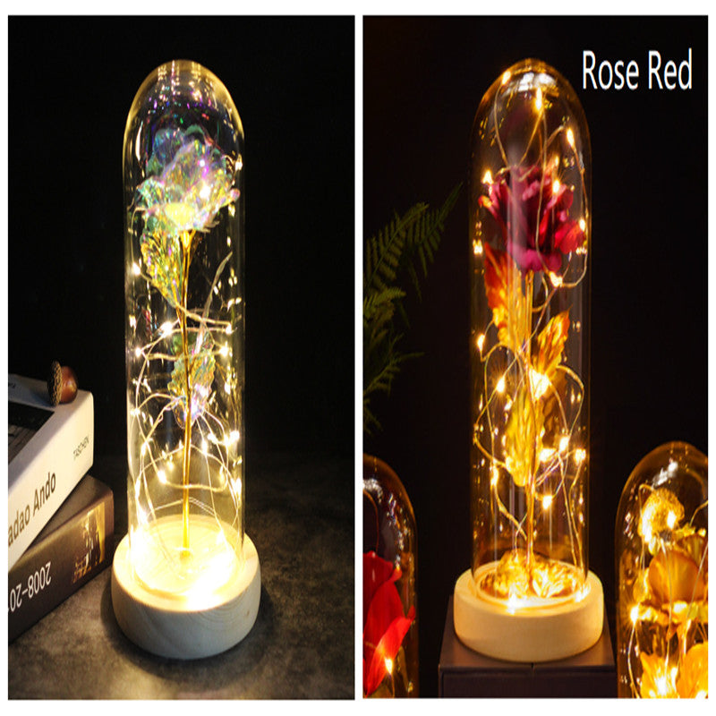 Galaxy Enchanted Rose in Glass Dome with LED Lights | Forever Flower Gift