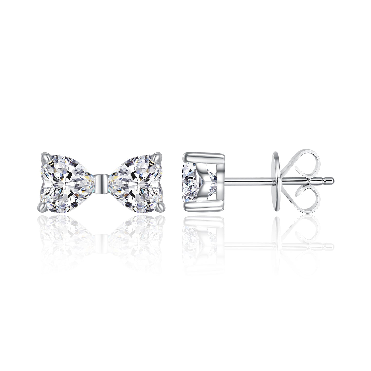 Luxury Silver Stud Earrings Heart-shaped Moissanite Set With Top-quality Moissanite D Color VVS,S925 Silver-plated Platinum