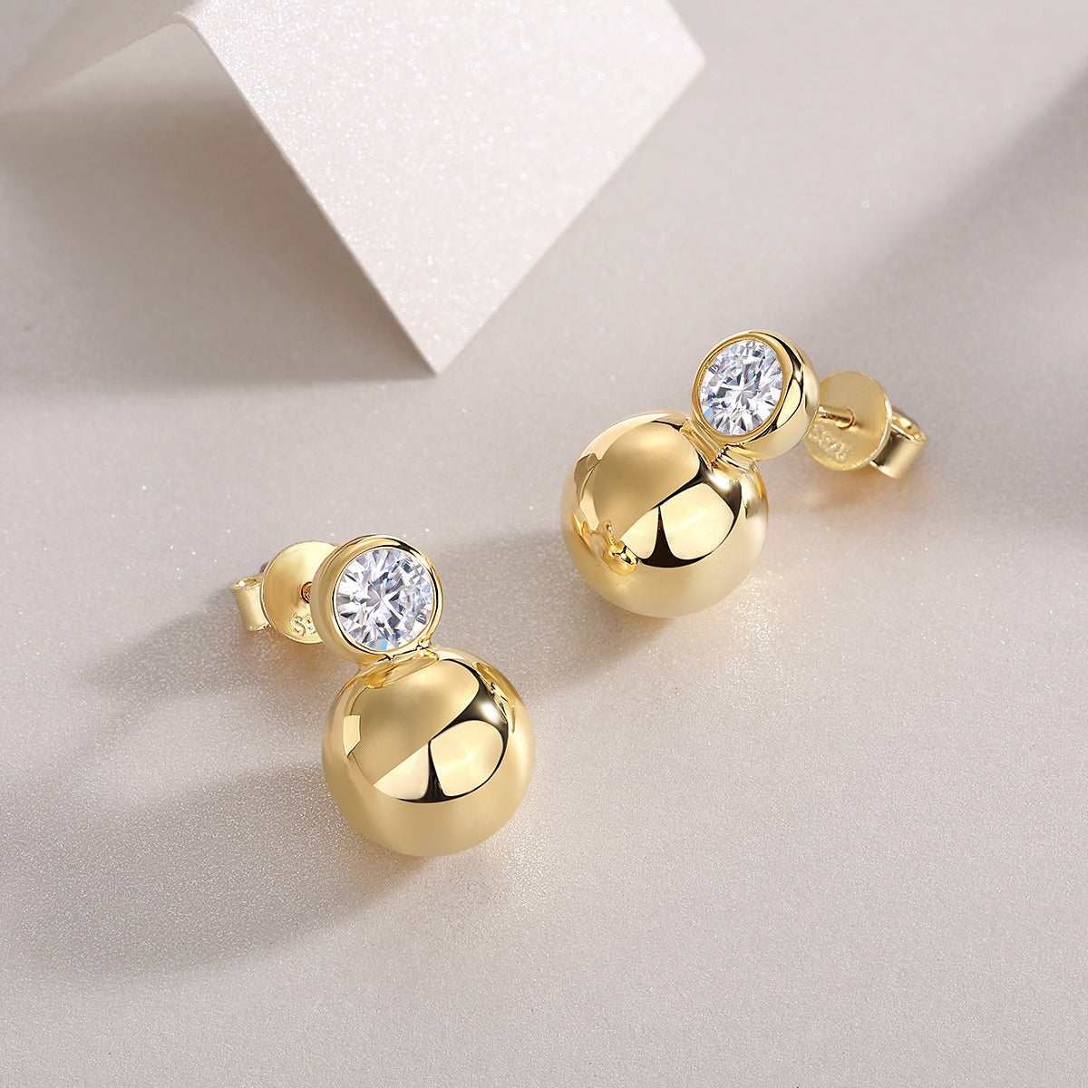 Crystal Drop Earrings - Set With Top-quality Moissanite Luxury Silver Stud Earrings S925 Silver Electroplated Gold