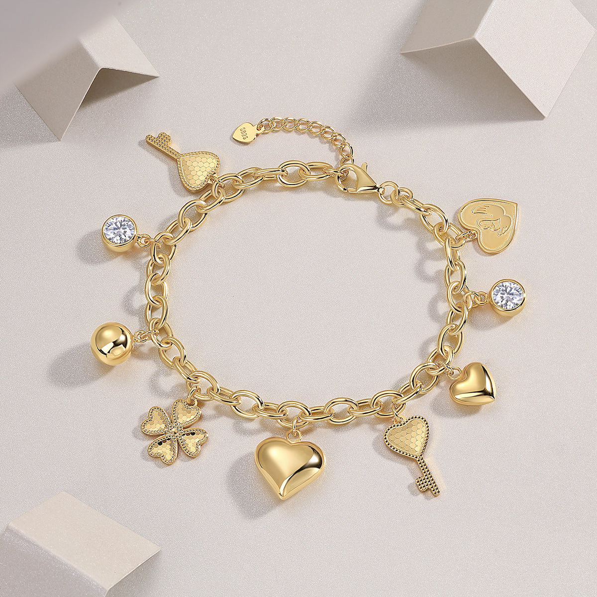 1-carat Luxury And Fashionable Light Luxury Trend Jewelry Silver Bracelet Set With Top-quality Moissanite, S925 Silver Electroplated With Gold