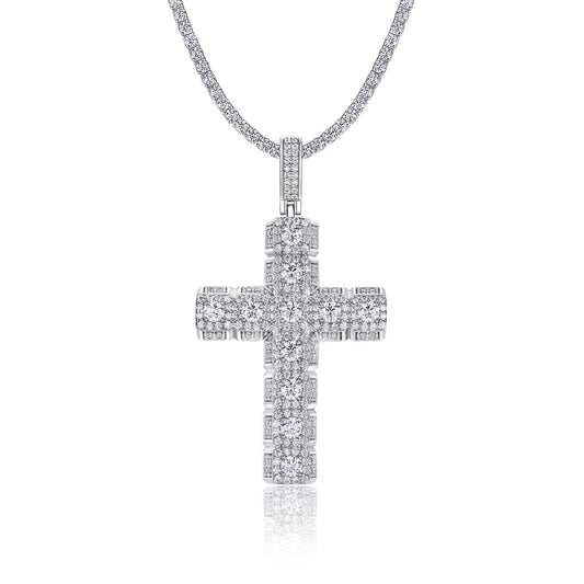 Luxury Silver Necklace Set With Top-quality Moissanite, S925 Silver Electroplated With Platinum