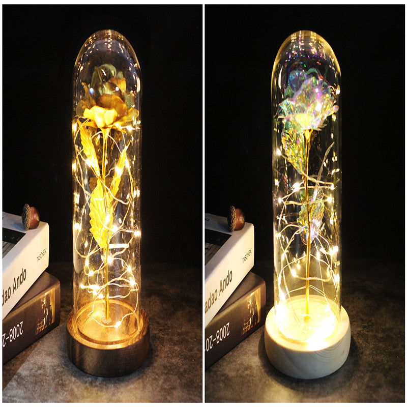 Galaxy Enchanted Rose in Glass Dome with LED Lights | Forever Flower Gift