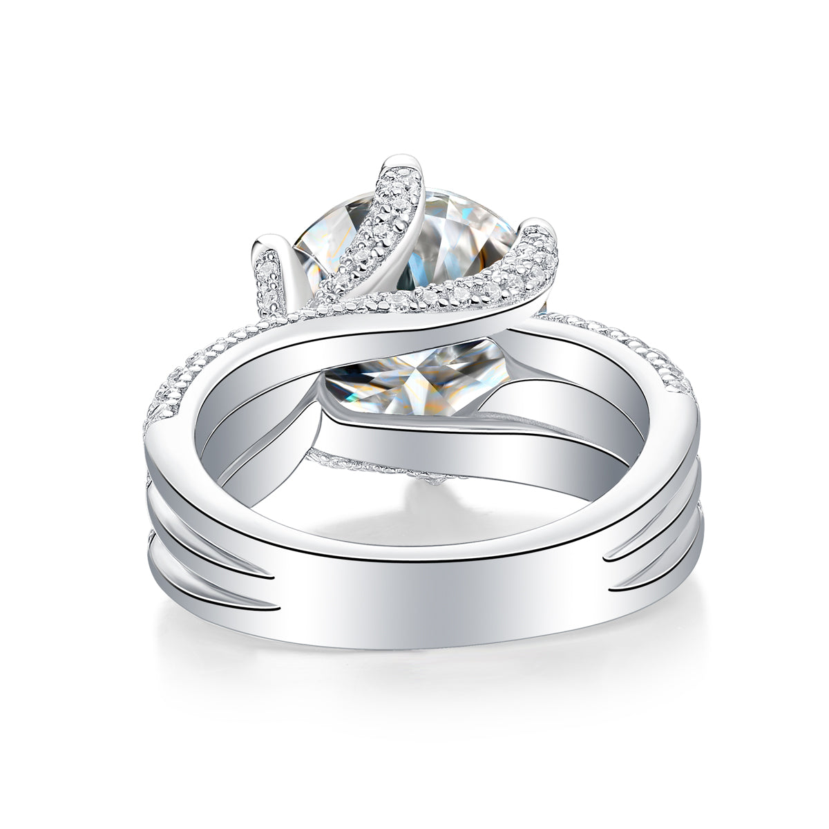 Luxury 5-carat Platinum-plated S925 Silver Ring,  Set With Top-quality Moissanite D Color VVS1