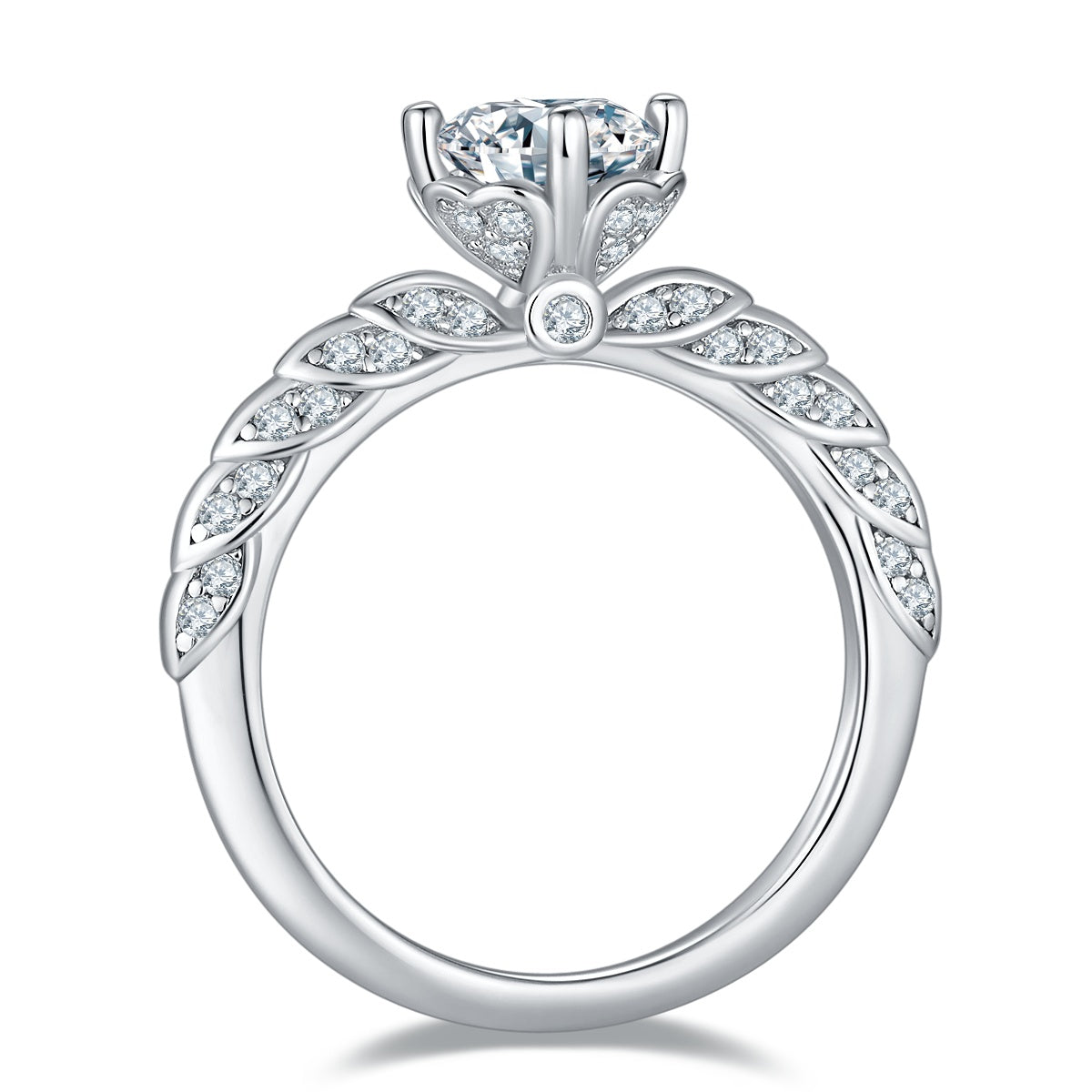 1-carat Luxury Silver Ring Set With Top-quality Moissanite D Color VVS , S925 Silver Plated Platinum