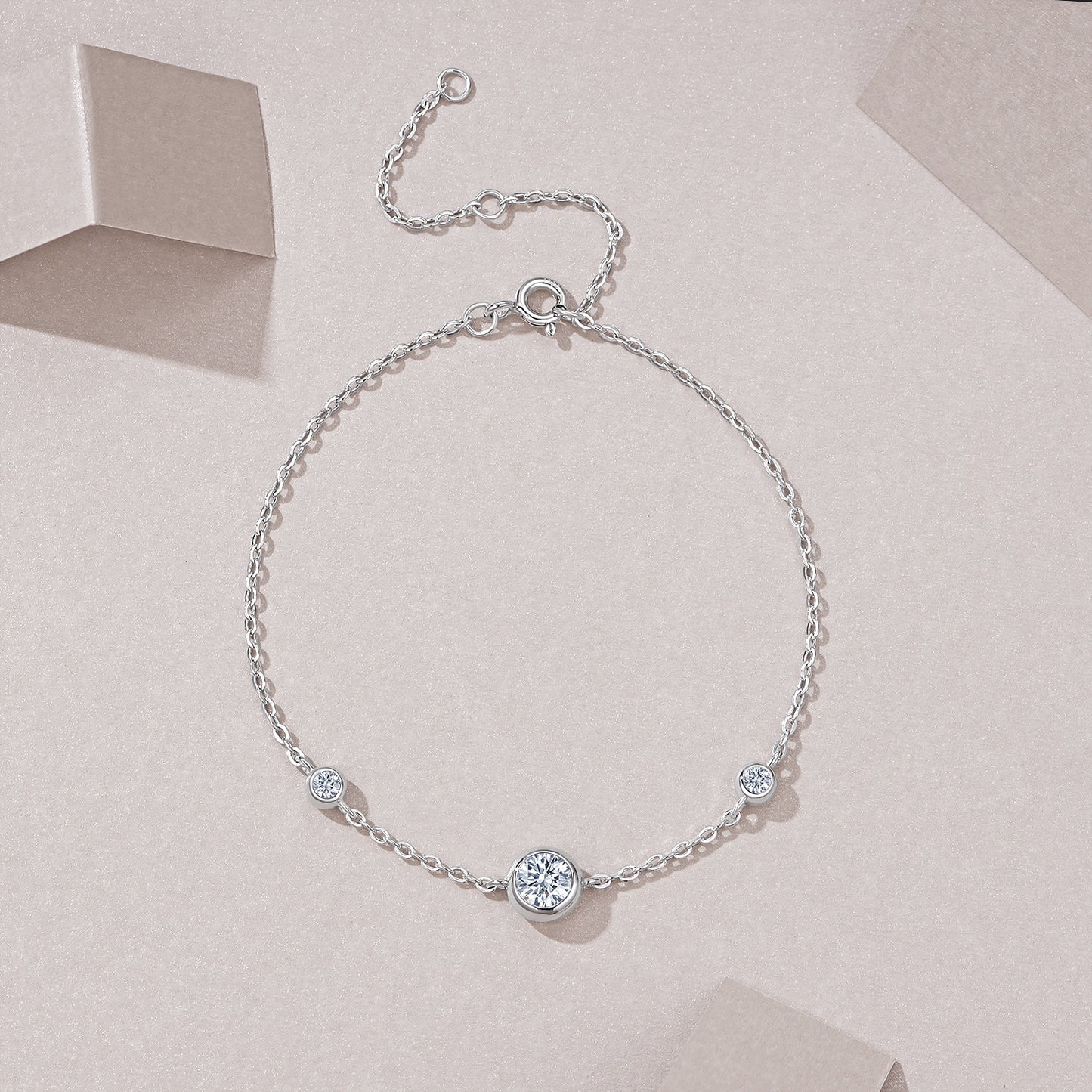 Luxury Silver Bracelet Set With Top Moissanite, S925 Silver Plated Platinum Material.