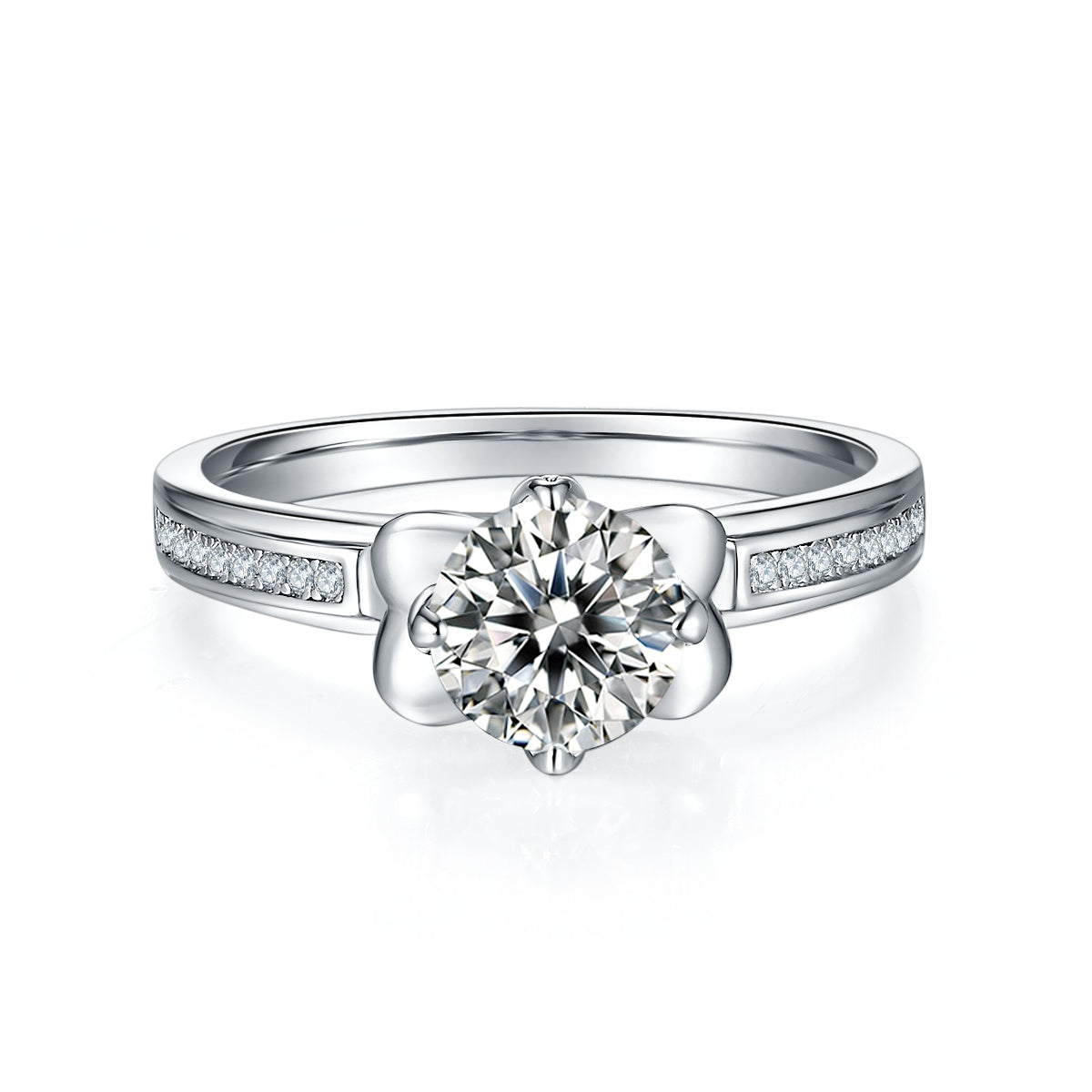 1-carat Luxury Silver Ring Set With Top-quality Moissanite D Color VVS, S925 Silver Plated Platinum