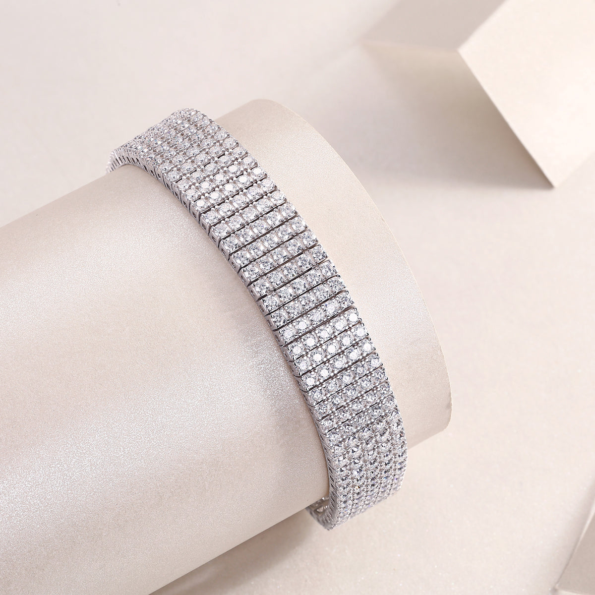 Shining And Simple - Luxury Silver Bracelet Set With Top-quality Moissanite, S925 Silver-plated Platinum