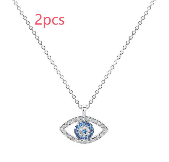 Luxury S925 Sterling Silver Demon Eye Necklace – Elegant Evil Eye Pendant with Blue Crystal Accents | Symbol of Protection & Style