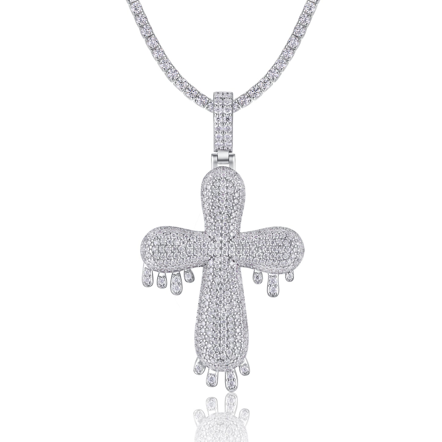 Luxury Silver Necklace Set With Top-quality Moissanite, S925 Silver Electroplated With Platinum