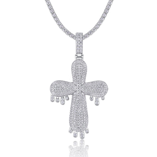 Luxury Silver Necklace Set With Top-quality Moissanite, S925 Silver Electroplated With Platinum