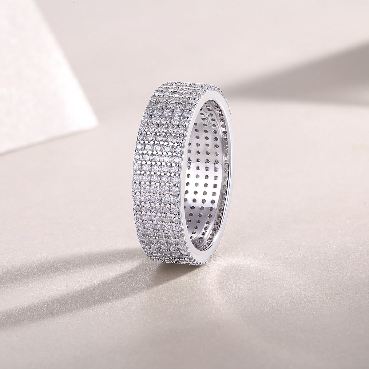 Luxury Silver Ring Set With Top-quality Moissanite , S925 Silver Plated With Platinum