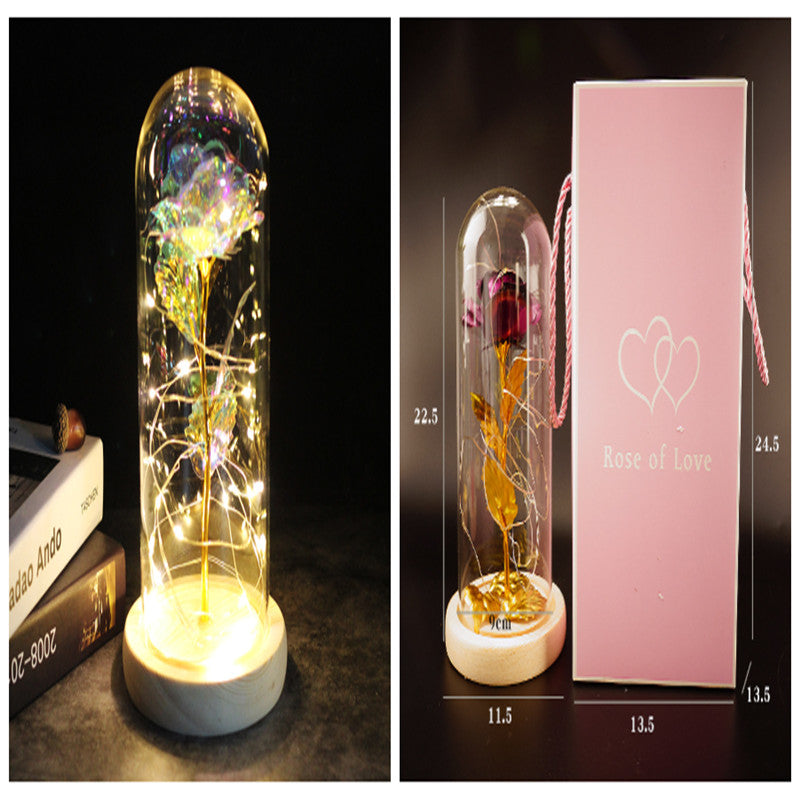 Galaxy Enchanted Rose in Glass Dome with LED Lights | Forever Flower Gift
