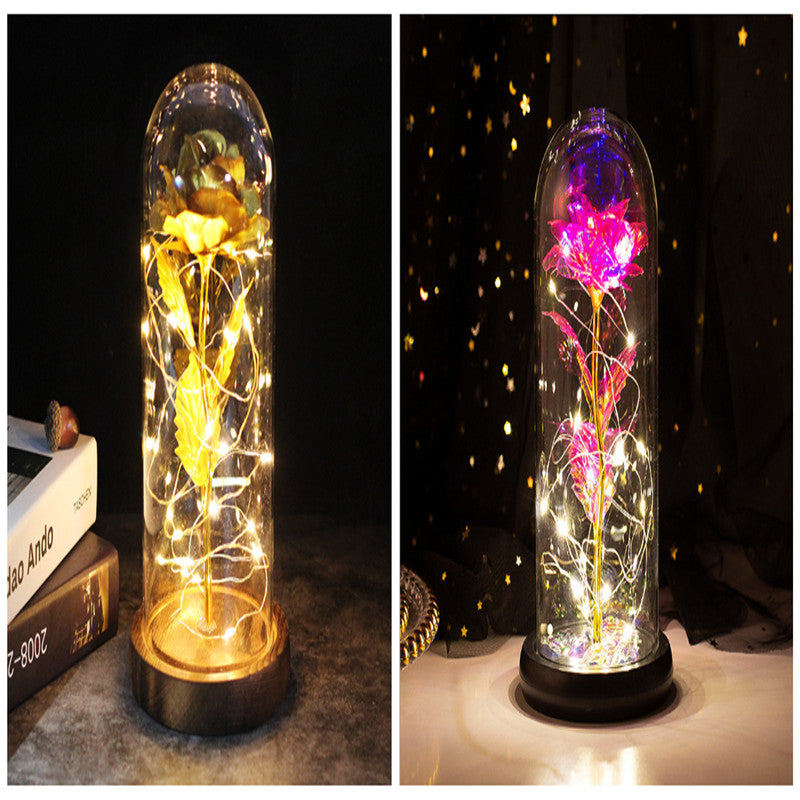 Galaxy Enchanted Rose in Glass Dome with LED Lights | Forever Flower Gift