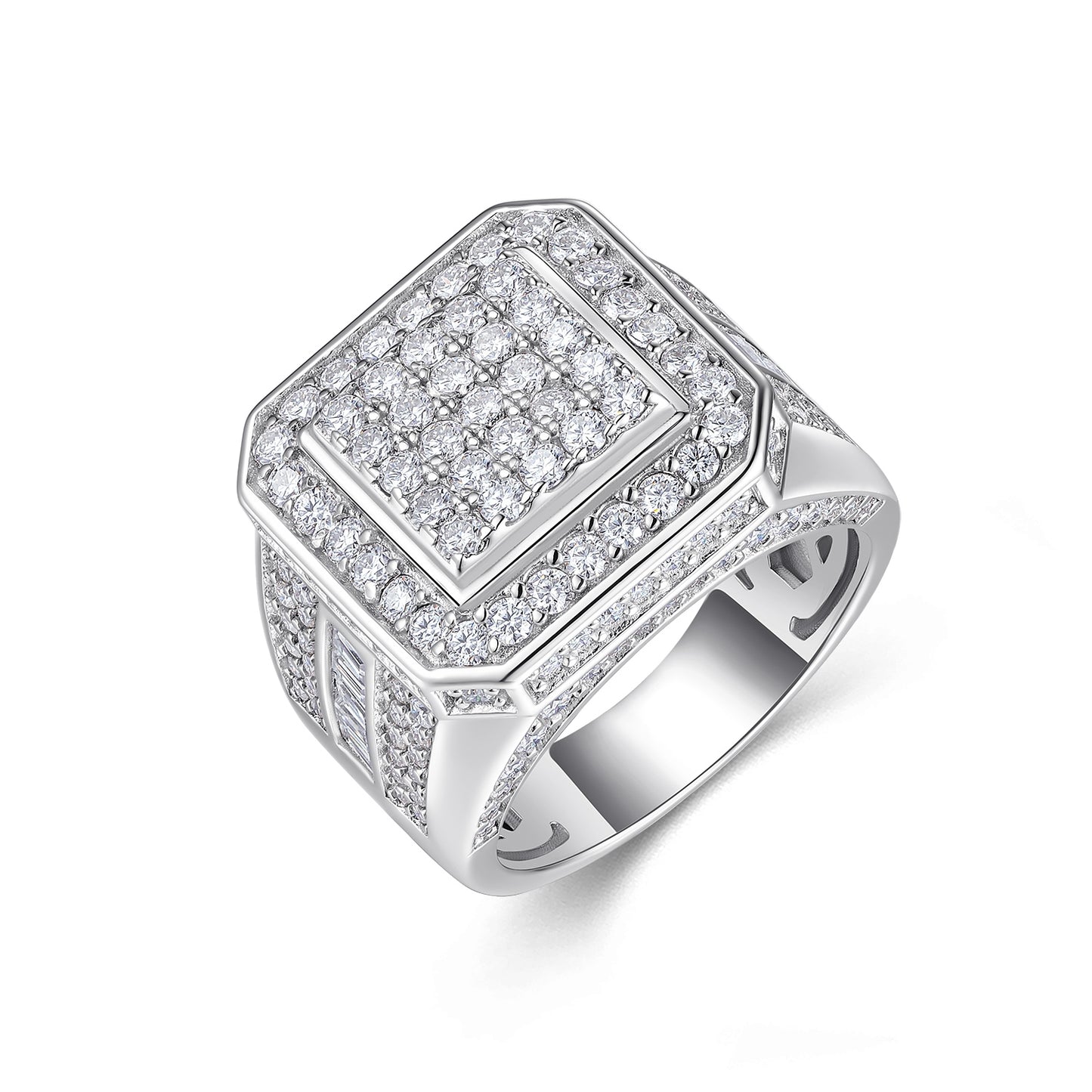 Men's Luxury S925 Silver Ring Set With Top-quality Moissanite ,  Platinum-plated S925 silver