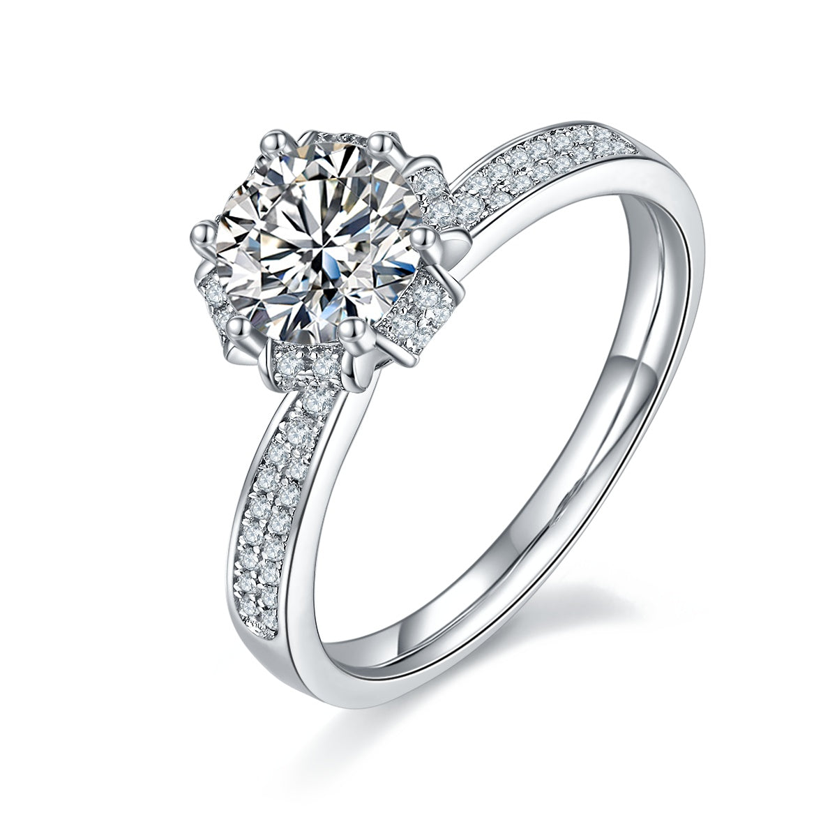 1-carat Luxury  Silver Ring Set With Top-quality Moissanite D Color VVS , S925 Silver Plated Platinum